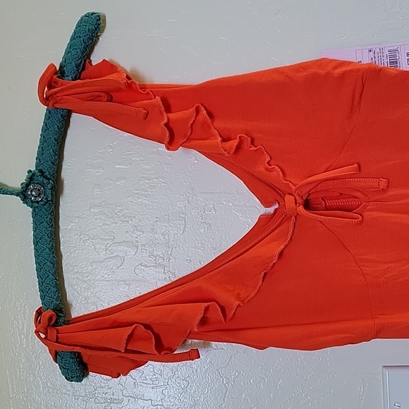 Women's Sleeveless Fit & Flare Dress in Orange - Picture 3 of 7